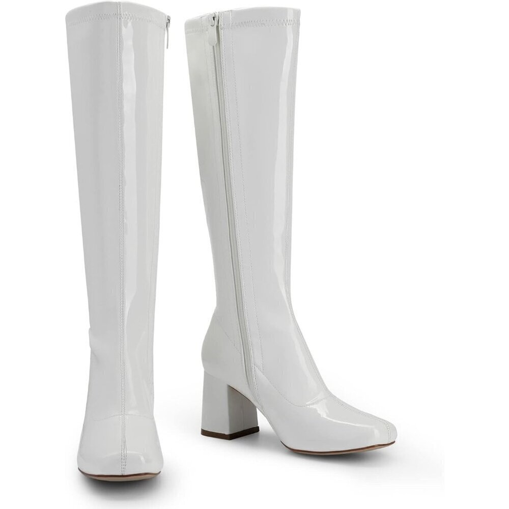 Women's Gogo Boots, Square Toe Chunky Knee High Boots For Women - Picture 3 of 7